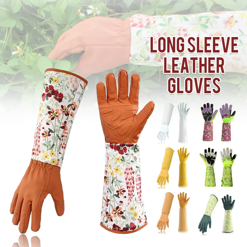 Long Waterproof Gardening Gloves Long Sleeve Wrist Stab Protection Garden Pruning Gloves Outdoor Work Household Kitchen Gloves