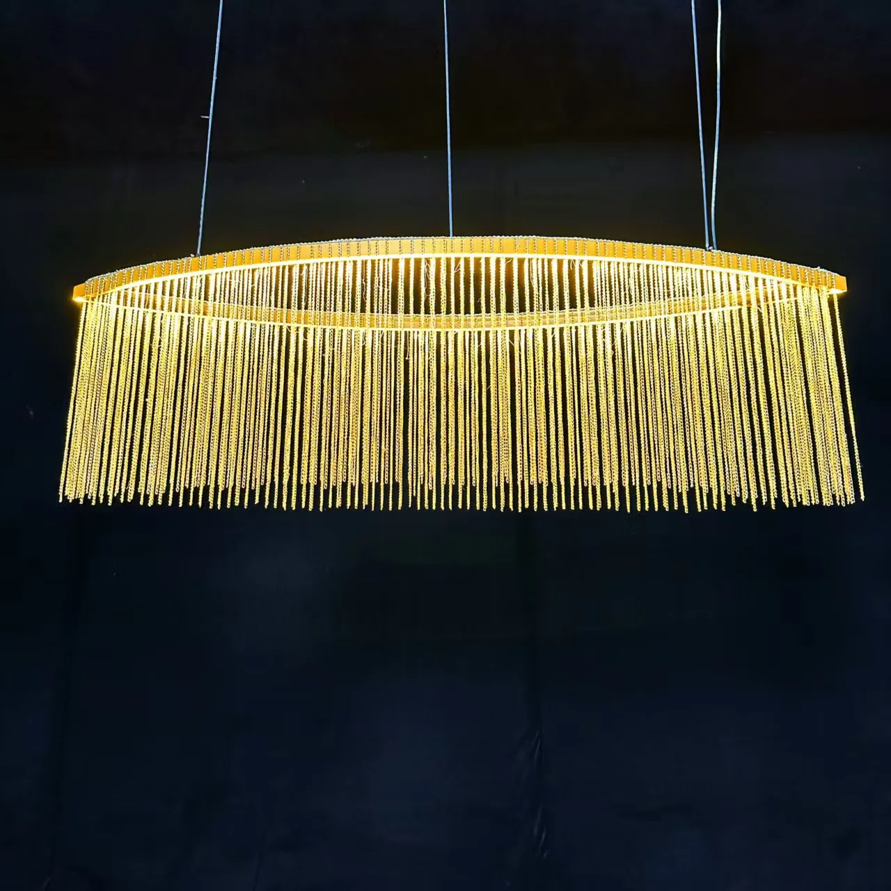 wedding hall fringed chandelier stage ceiling line curtain leaf curve luminous curtain colorful fringed chandelier