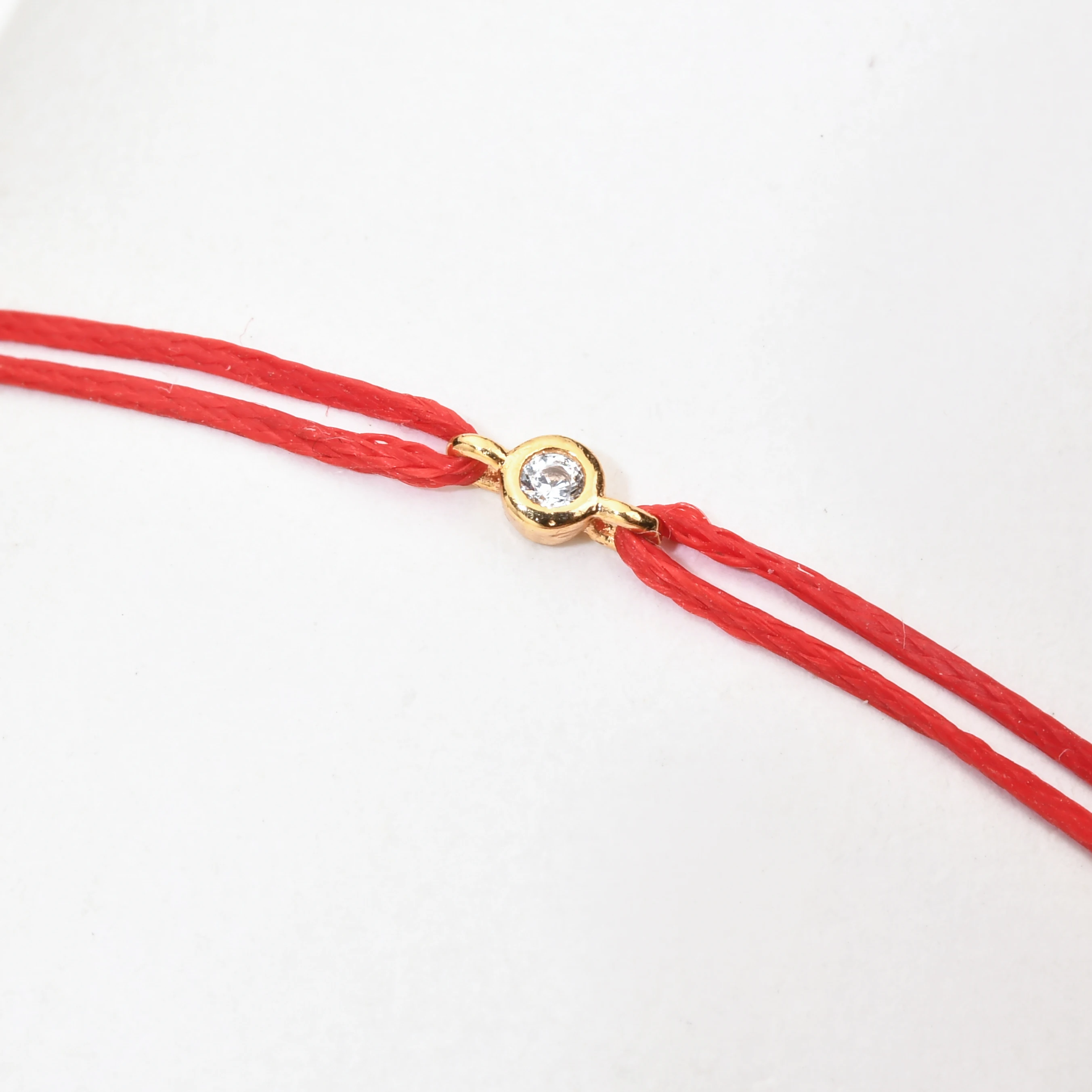 Small Round Cubic Zirconia Stone Red String Bracelet for Women Girl Handmade Simple CZ Charm Bracelet Fashion Adjustable Jewelry