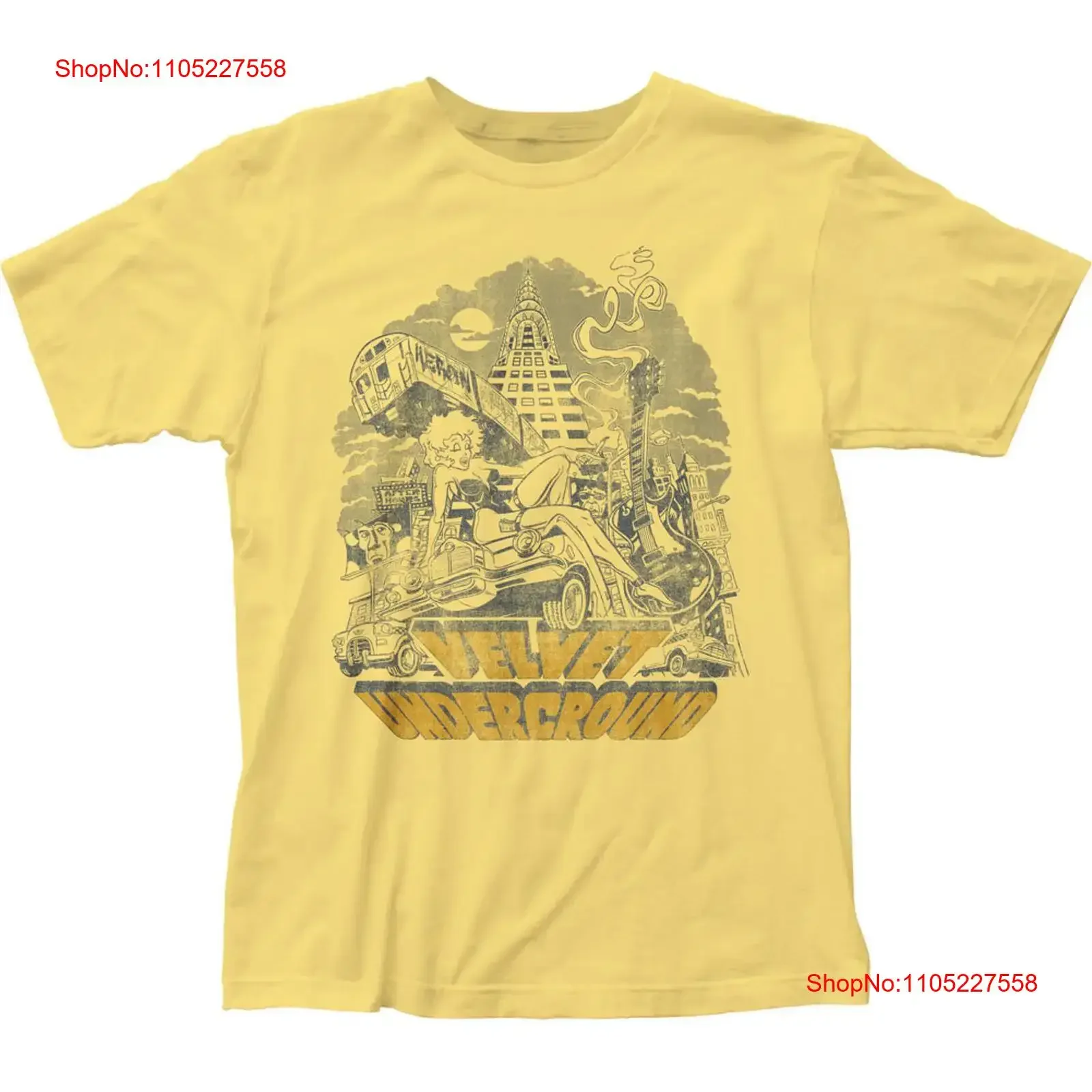 Velvet Underground NYC camiseta para hombre Rock AND Roll música clásica nuevo amarillo vintage lavado transpirable Unisex Casual