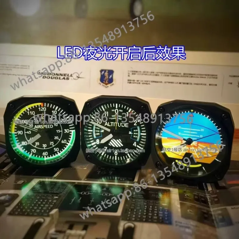 Aviation Simulation Instrument Alarm Clock Accessory Aircraft Dashboard Style Desk Clock, Aviation No.1 Simulated Gauge