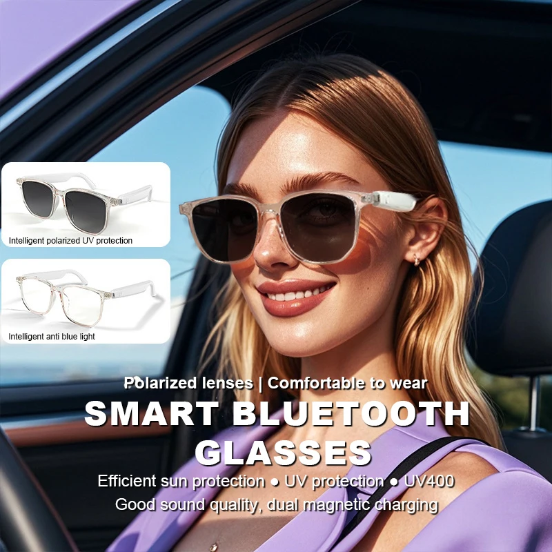 Smart Glasses for Women Men Bluetooth Sunglasses Earphone Outdoor Sports UV400 Polarized Anti Blue Light Lens Intelligent Glass