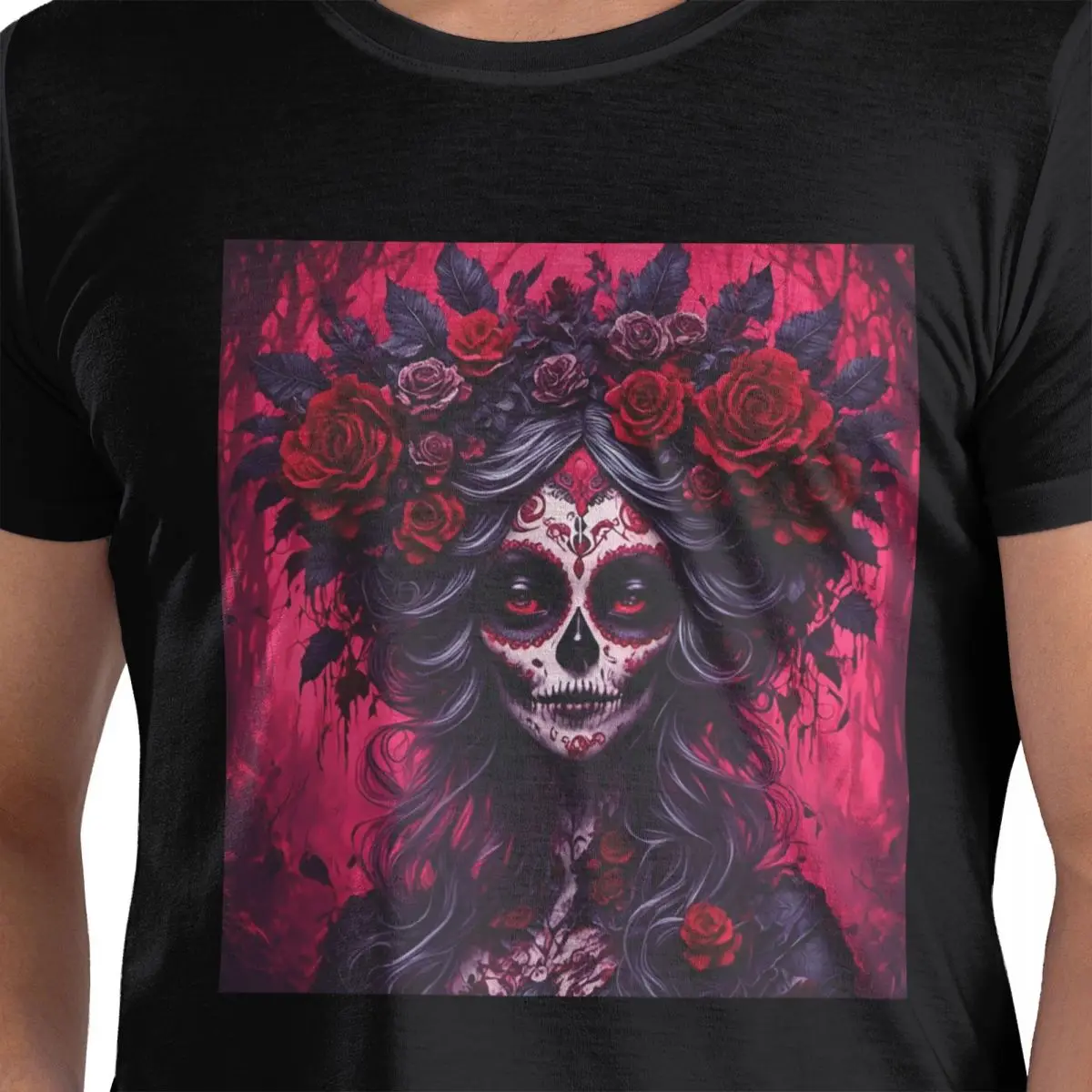

Мексиканская Catrina Girl Day Of The Dead Sugar Skull Футболка из 100% хлопка Мужские футболки большого размера Мужские футболки с круглым вырезом и коротким рукавом S-6XL