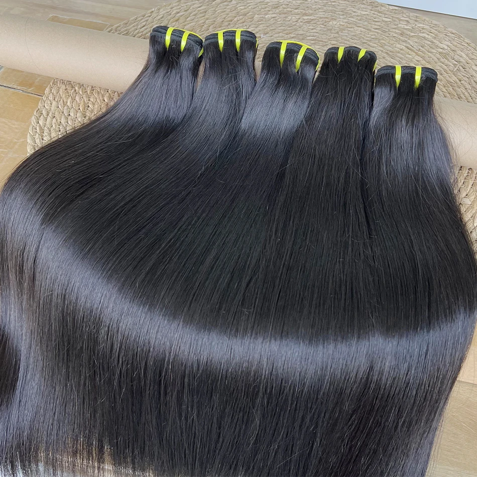 Knochenglatte 100% Unverarbeitete Rohe Jungfräuliche Echthaar-Bündel 10-36 Zoll Haarverlängerungen # 1B Natürliche Farbe für Frauen – Detail 9