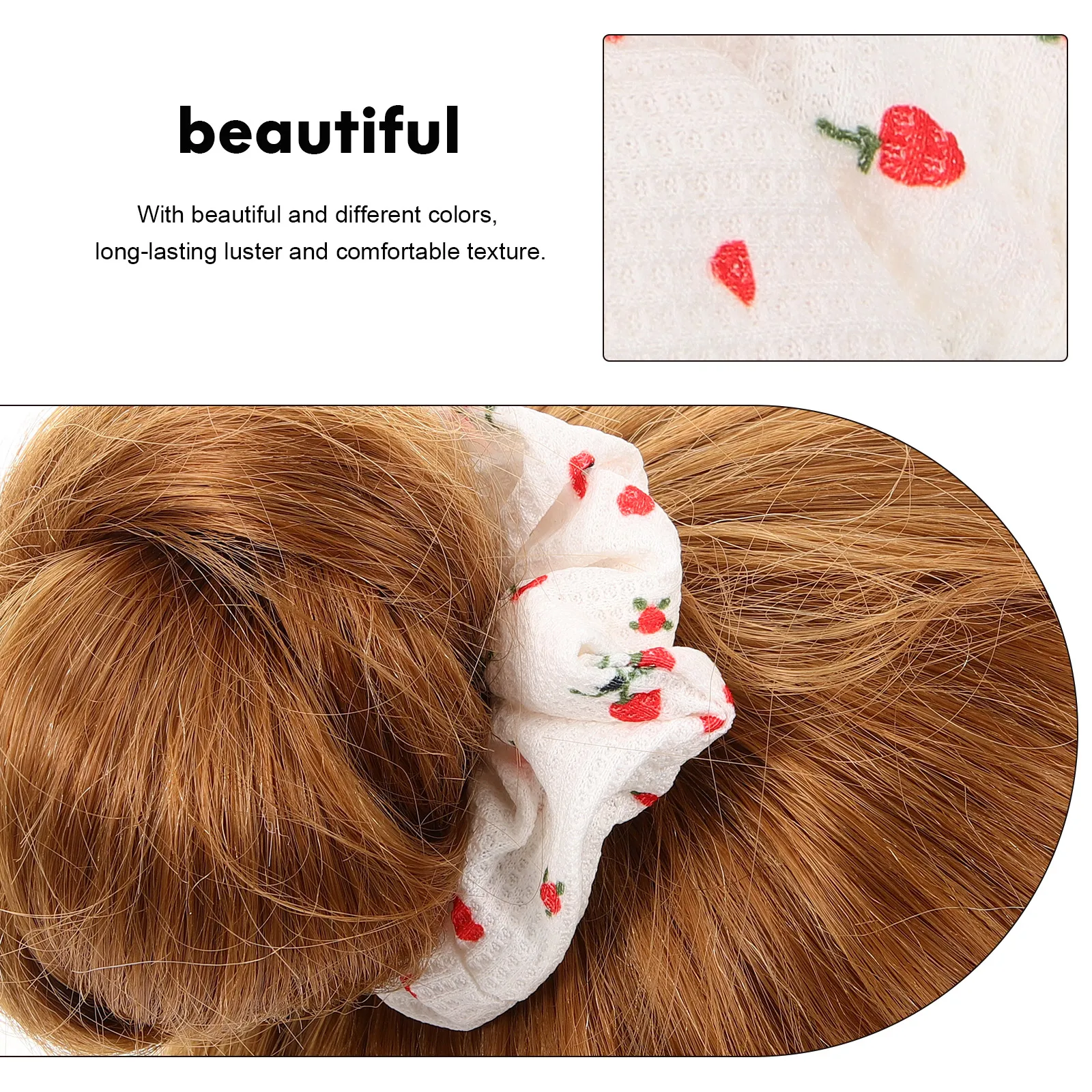 

3Pcs Ponytail Hair Tie Rope Cherry Embellished Fabric Bands High Quality Material Comfort Fit Trendy Hair Accessories for