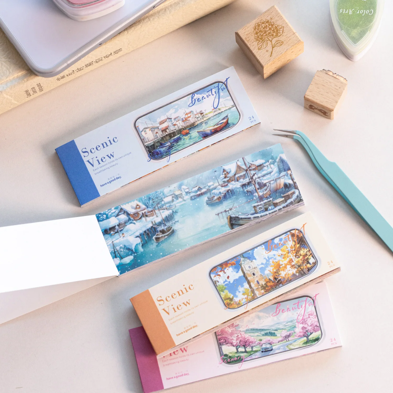 24pcs/1lot kawaii Stationery Sticker Beautiful scenery view junk journal Decorative Scrapbooking DIY Craft Sticker