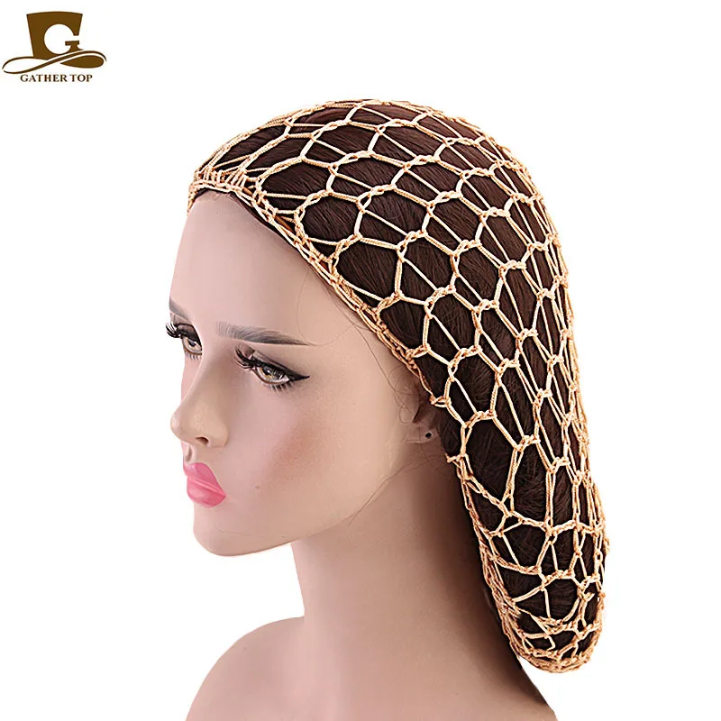 Women Hair Snood Wide Band Mesh Snood Hair Lady Turban Hair Accessories Women Soft Rayon Crochet Hairnet Oversize Knit Hat Cap