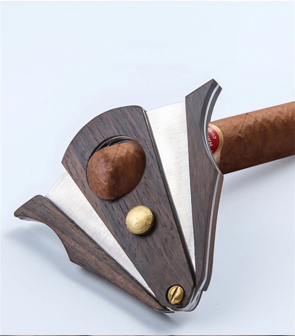 Cigar Cutter Stainless Steel Wood Bat Shape Guillotine Cigar Portable Sharp Cigar Scissors Accessory with Gift Box