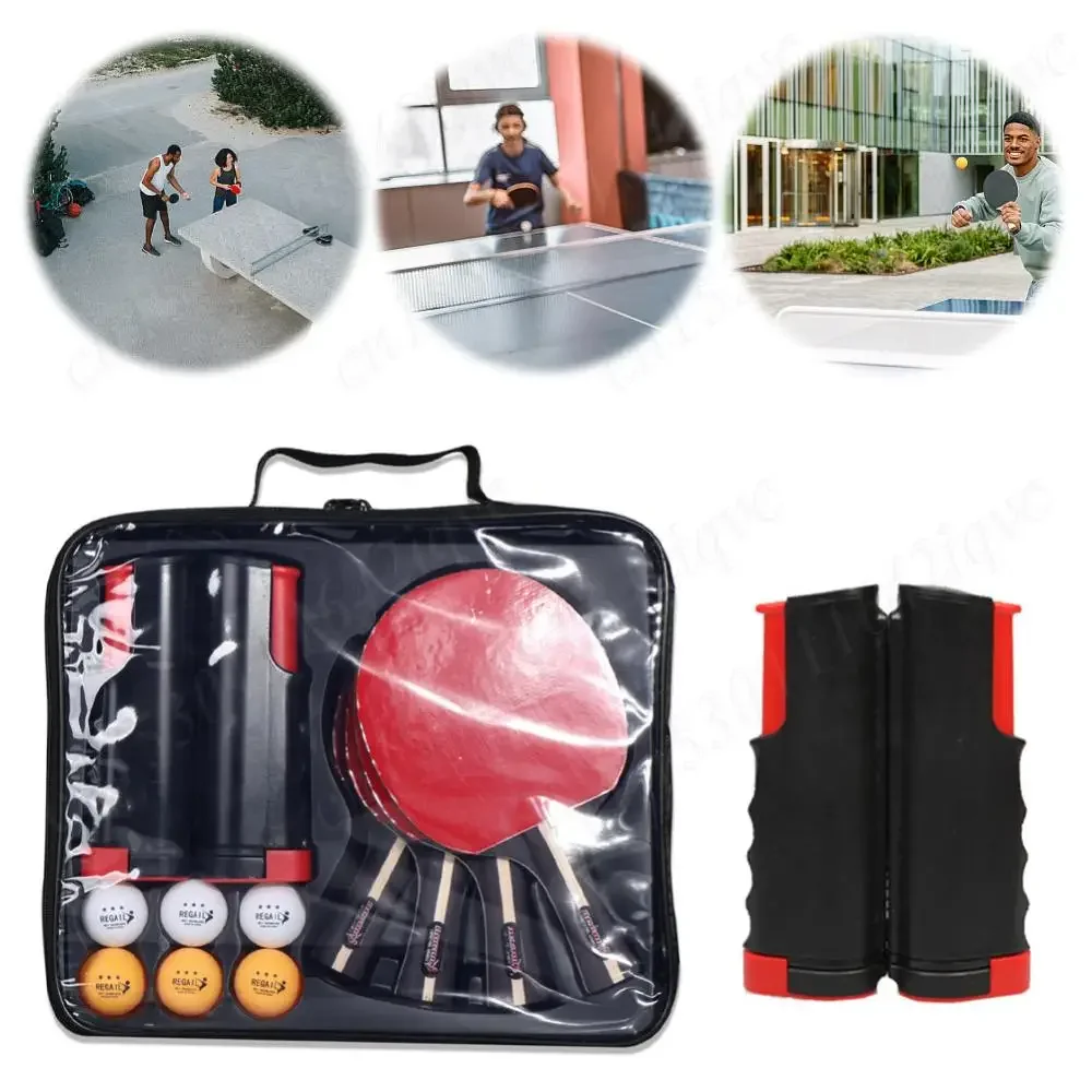 Table Tennis Rackets Professional Ping Pong Racket Set with Retractable Net Rackets Balls&Carry Bag Table Tennis Set with Balls