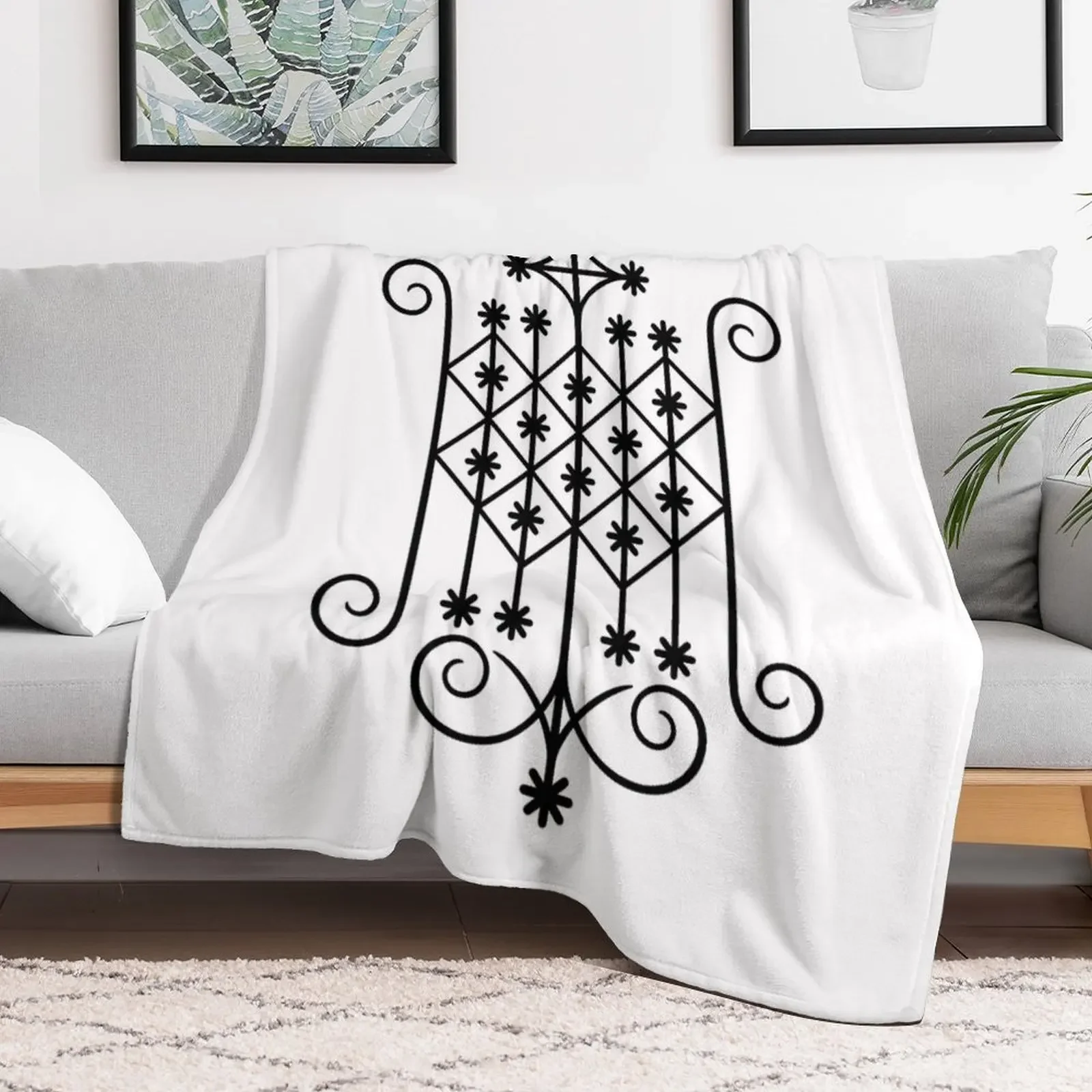 Ogun Voodoo Veve Throw Blanket Winter beds Luxury Brand Personalized Gift valentine gift ideas Blankets