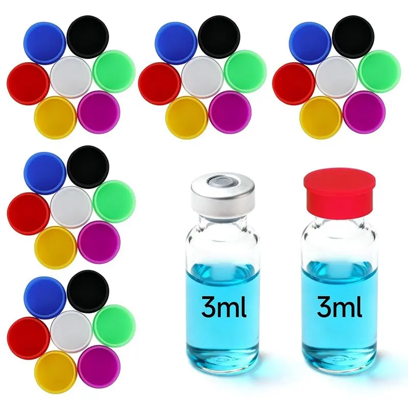 35-Pack 3Ml Glass Vials With Color-Coded Silicone Caps For Daily Organization, Leakproof And Reusable