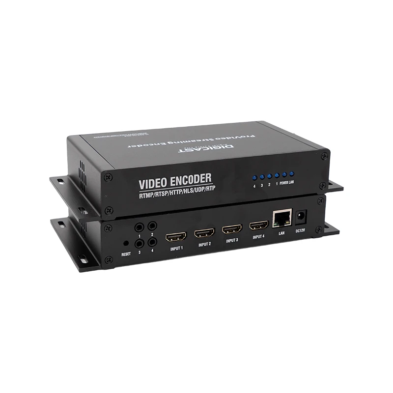 High Compact 4 Channels HD 4 Ports 3.5 Mm Audio To RTMP Encoder 4K HD Video IP Encoder