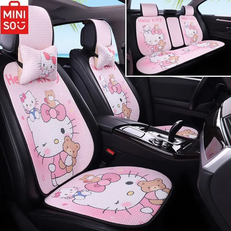 

Sanrio Hello Kitty Kuromi Car Seat Cover Full Set Four Seasons Universal Ladies Cartoon My Melody Car Interior Decoration Set