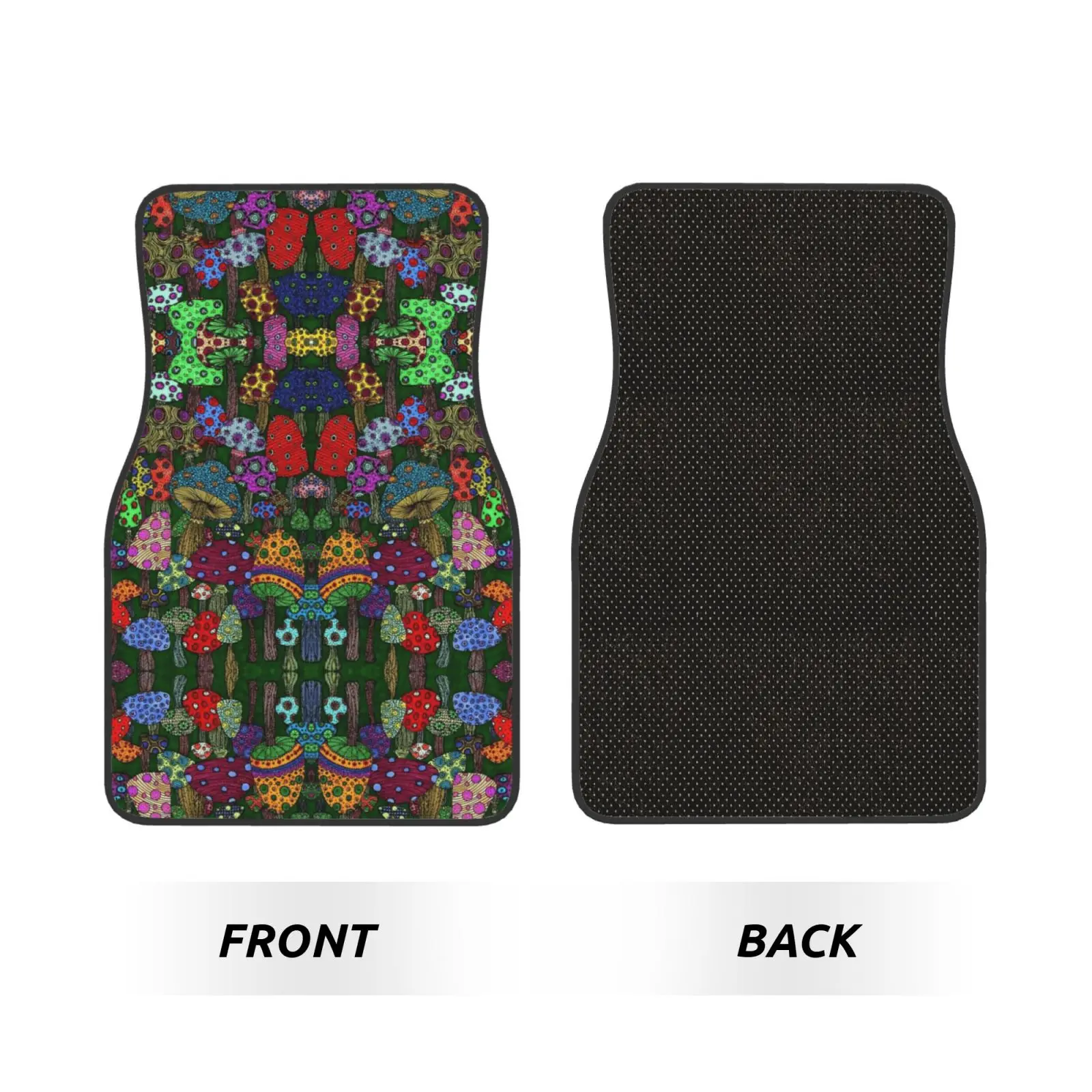 Psychedelic Mushroom Print 4PCS Crystal Velvet Car Floor Mats Set of Four Anti Fouling Car Mats Carpet Anti Slip Car Floor Mat