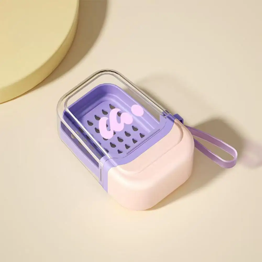 Soap Case with Lid Bacteria-proof Soap Case Soap Box with Sealed Closure Quick-lock Lid Double Layer Draining Tray Container