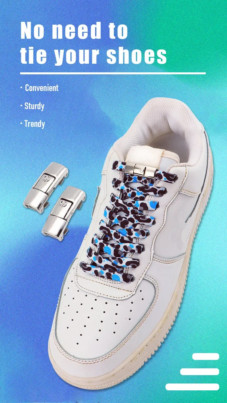 No Tie Schnürsenkel Press Lock Schnürsenkel ohne Krawatten Tier Tiger/Leopardenmuster elastische Schnürsenkel Sneakers Schuhe Zubehör – Detail 1