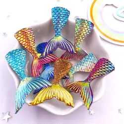 Glitter Colorful Resin  Mermaid tail Flatback Rhinestone Applique 10pcs DIY Home Figurines Scrapbook Accessorie Craft OF588