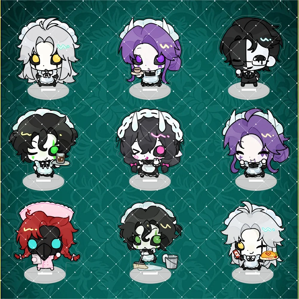 10cm The Freak Circus Acrylic Stand Chibi Figure Keychain Pierrot Doctor Maid Costume Desktop Ornament Cute Anime Collection