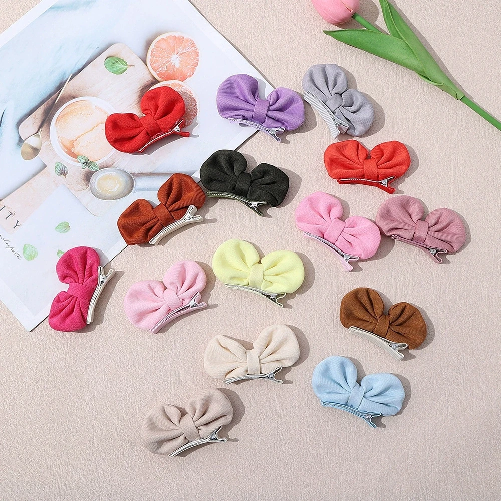 

12pcs/lot New Fabric Little Bowknot Baby Girls Hair Barrettes ​kids Bow Bunny Ear Hair Clip​ ​Girls' Rabbit Ear Bow Snap Clip