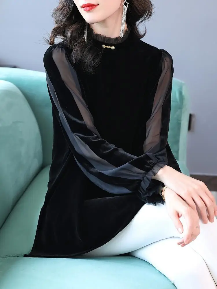 

Весенне-осенние женские однотонные съедобные деревянные грибы, модные свободные рубашки средней длины с длинными рукавами, топы TT612