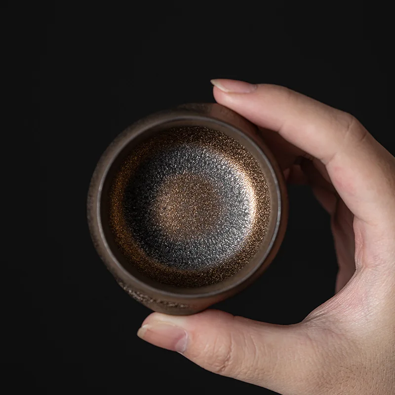Style Gilded Iron Glaze Tasting Ceramic Kung Fu Tea Set Small Master Single Aroma Cup