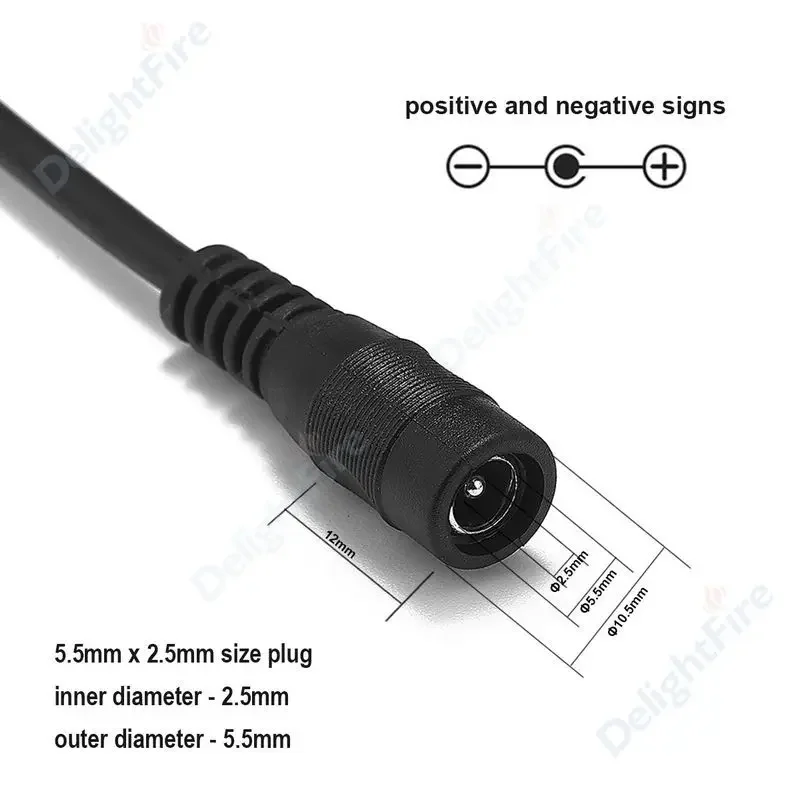 5.5mm 2.5mm 5V 12V DC Power Cable 0.5/1/1.5/2/3m Jack Connector Copper Wire Extension Cord for AC Power Adapter LED Strip Light