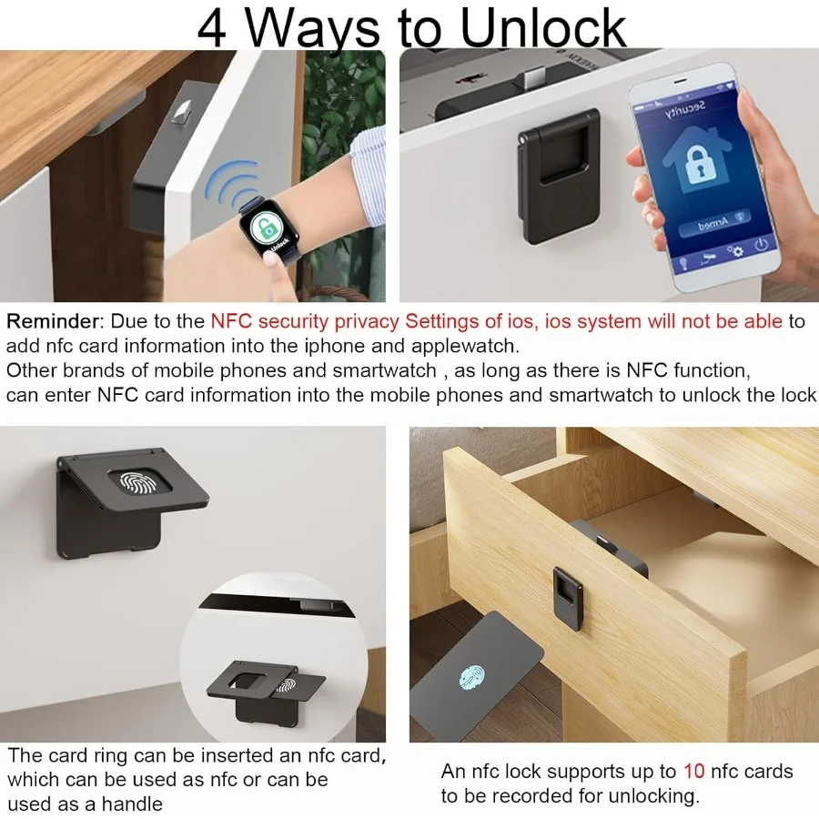 NFC قفل الباب للدرج خزانة إلكترونية غير مرئية قفل خشبي قفل البطاقة الممغنطة بدون مفتاح الذكية المخفية RFID IC بطاقة خزانة رقمية #3