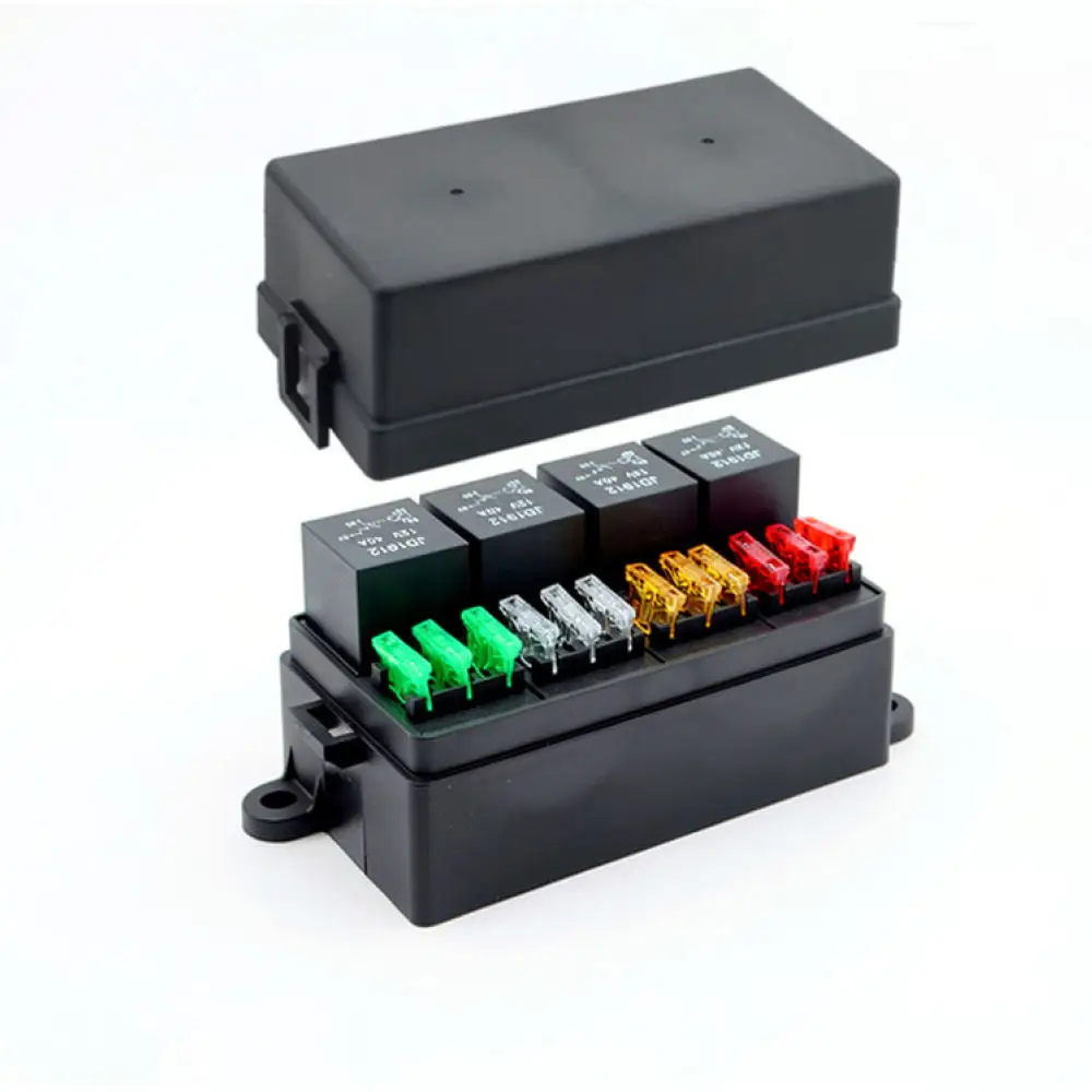 Vehicle 12V Fuse Relay Holder Box Automotive Circuit Protection Integrated Block Universal Prewired Socket For Car Boat Truck