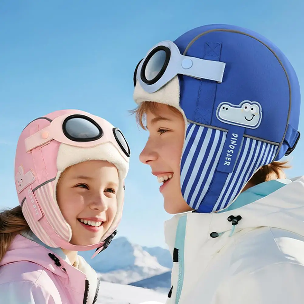 

New Winter Warm Aviator Hat Bomber Cap Ear Protection for Kids Outdoor Skiing Mountaineering Windproof Cold Weather