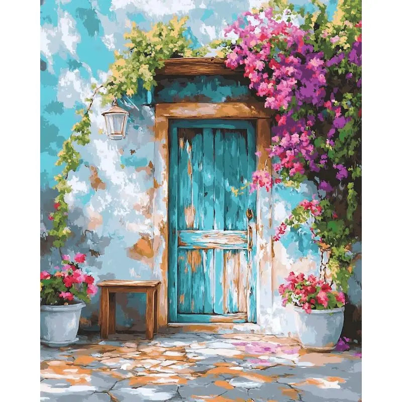 

GATYZTORY DIY Landscape Painting By Numbers Flowers Door Acrylic Paints Set Coloring By Numbers Unique Gift Living Room Decorati