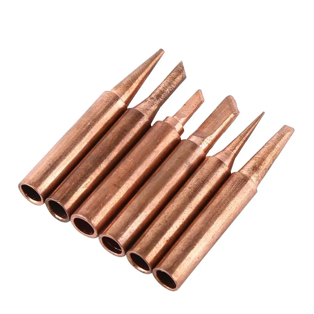 

6Pcs Copper Soldering Iron Tips Set 900MT Low Temp Soldering Station Tool