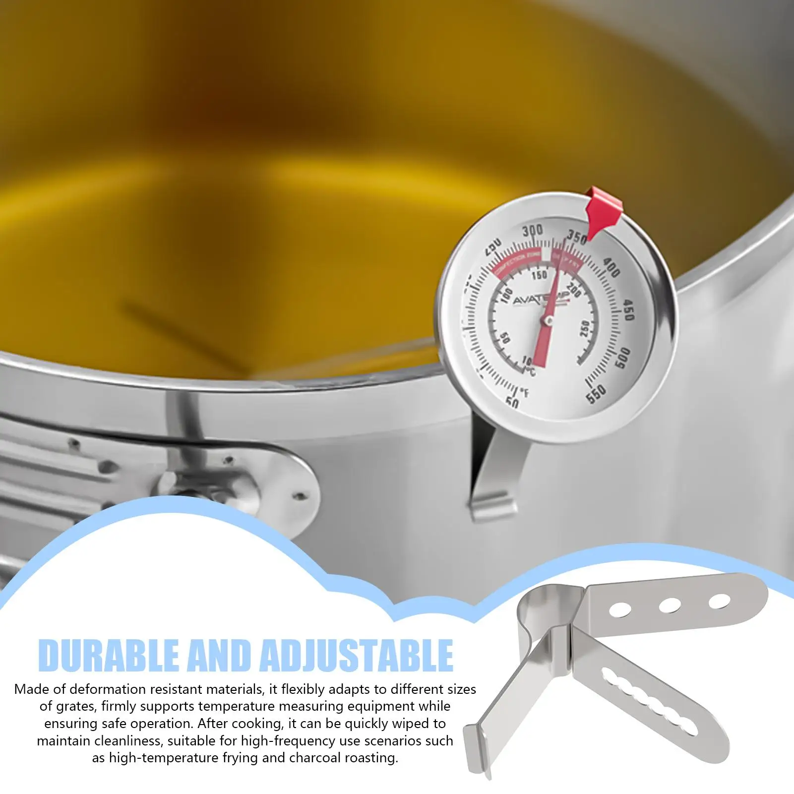 

1pcs Stainless Steel Thermometer Barbeque Harmless Probe Clip Holder Coffee Cup Clip Kitchen Restaurant Nontoxic Heat-Resisting