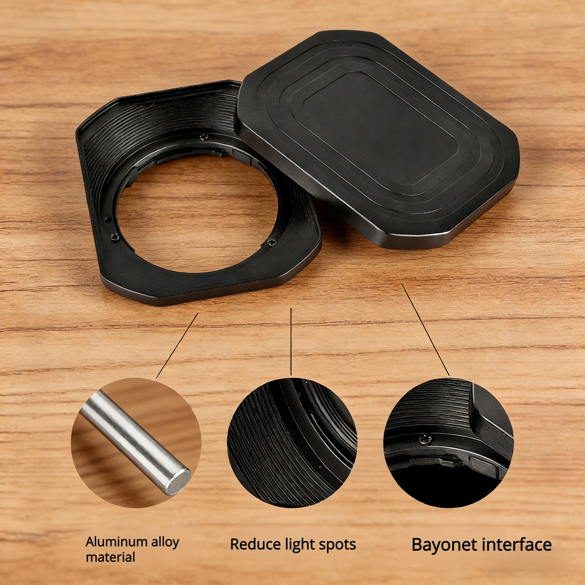 

Подходит для Fuji XC35mmF2/XF23mF2, квадратный металлический солнцезащитный козырек для объектива XF35mmF2