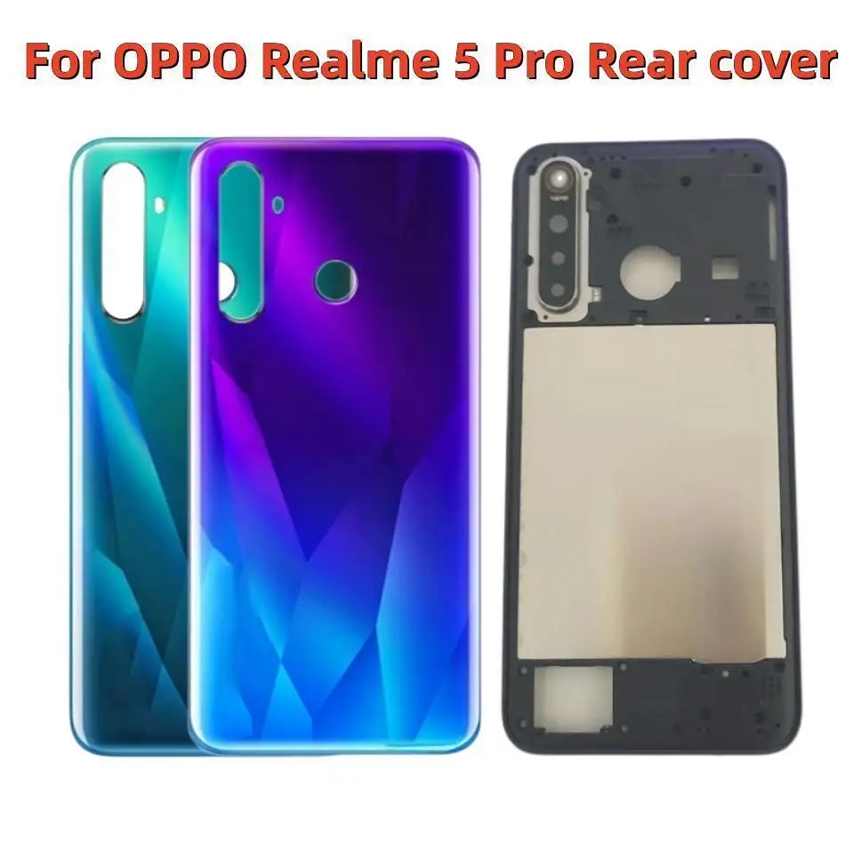 New Housing For OPPO Realme 5 Pro RMX1971 RMX1973 Back Battery Cover Rear Door Case with Middle