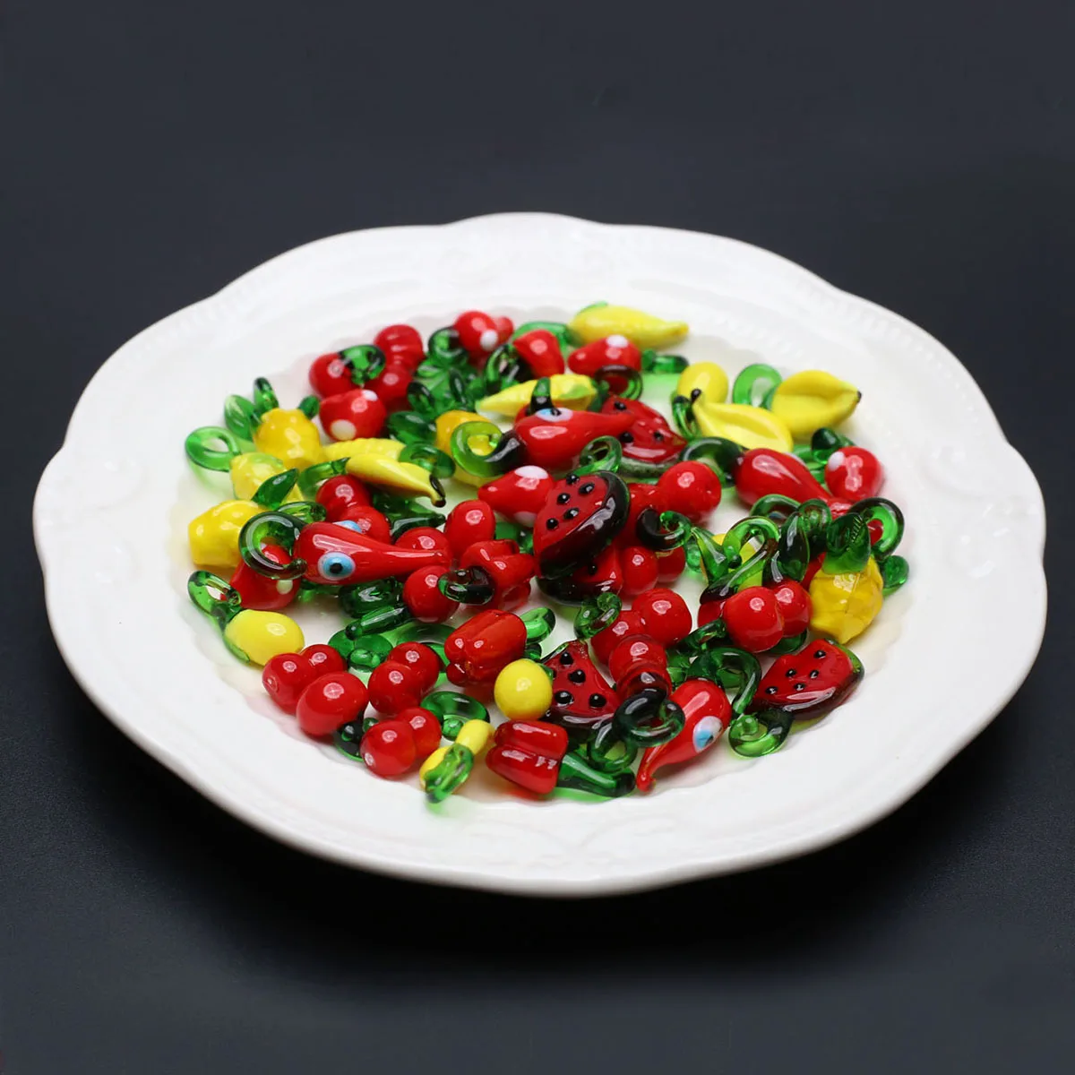 30PCS Random Colors Acrylic Small Pendant  Childlike Fruit and Vegetable Shape Children's Jewelry Making DIY Necklace Earrings