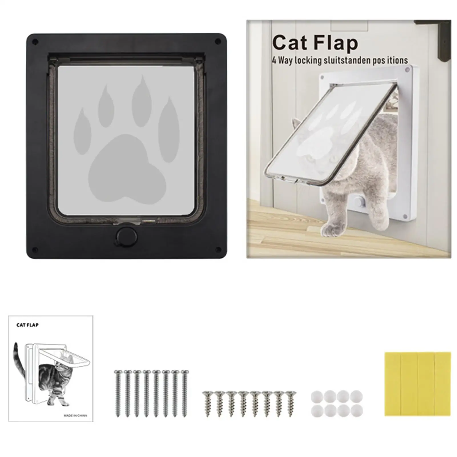 Window Cat Door Magnetic Safety With 4-Way Lock Sliding Glass Insert Interior Cat Door For Dog Kitten Medium Home Indoor Outdoor