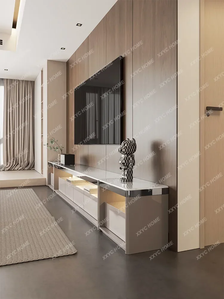 Marble Floor-standing TV Cabinet 2025 New Model Villa Living Room Home Modern Simple Coffee Table Set