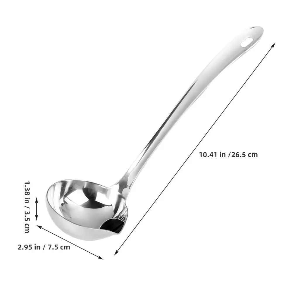 2Pcs Stainless Steel Oil Separator Ladle Fat Skimming Ladle with Spout for Soup Stew Gravy Cooking Grease Separator Strainer