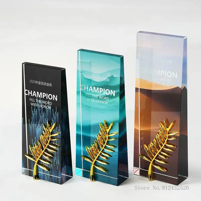 Customized Crystal Trophy, Color Printing as a Prize, Sports Movie Awards, Excellent Employee Annual Meeting Team Souvenirs, 1Pc