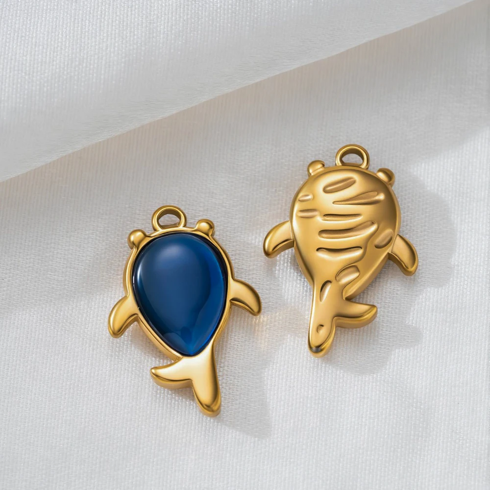2 Stücke Edelstahl Anhänger in Form von kleinen Fischen und Krabben, oval, für DIY-Schmuckherstellung, Zubehör für Ohrringe, Halsketten und Bastelarbeiten. – Detail 6