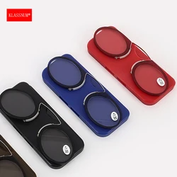 Klassnm-gafas de lectura con puente nasal para hombre y mujer, lentes con Clip para la nariz, Mini lentes portátiles para presbicia, con estuche, dioptrías, pulsos, 1,0 a + 4,0