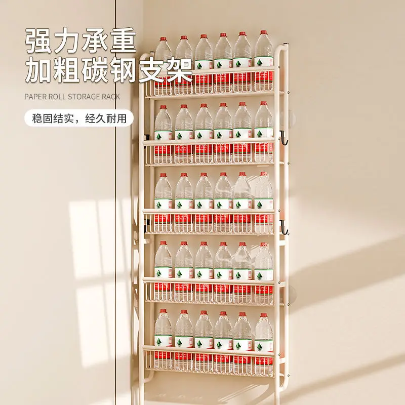 Door storage rack Household multi-layer floor-to-ceiling wrought iron storage finishing rack Seasonings Living room sundries