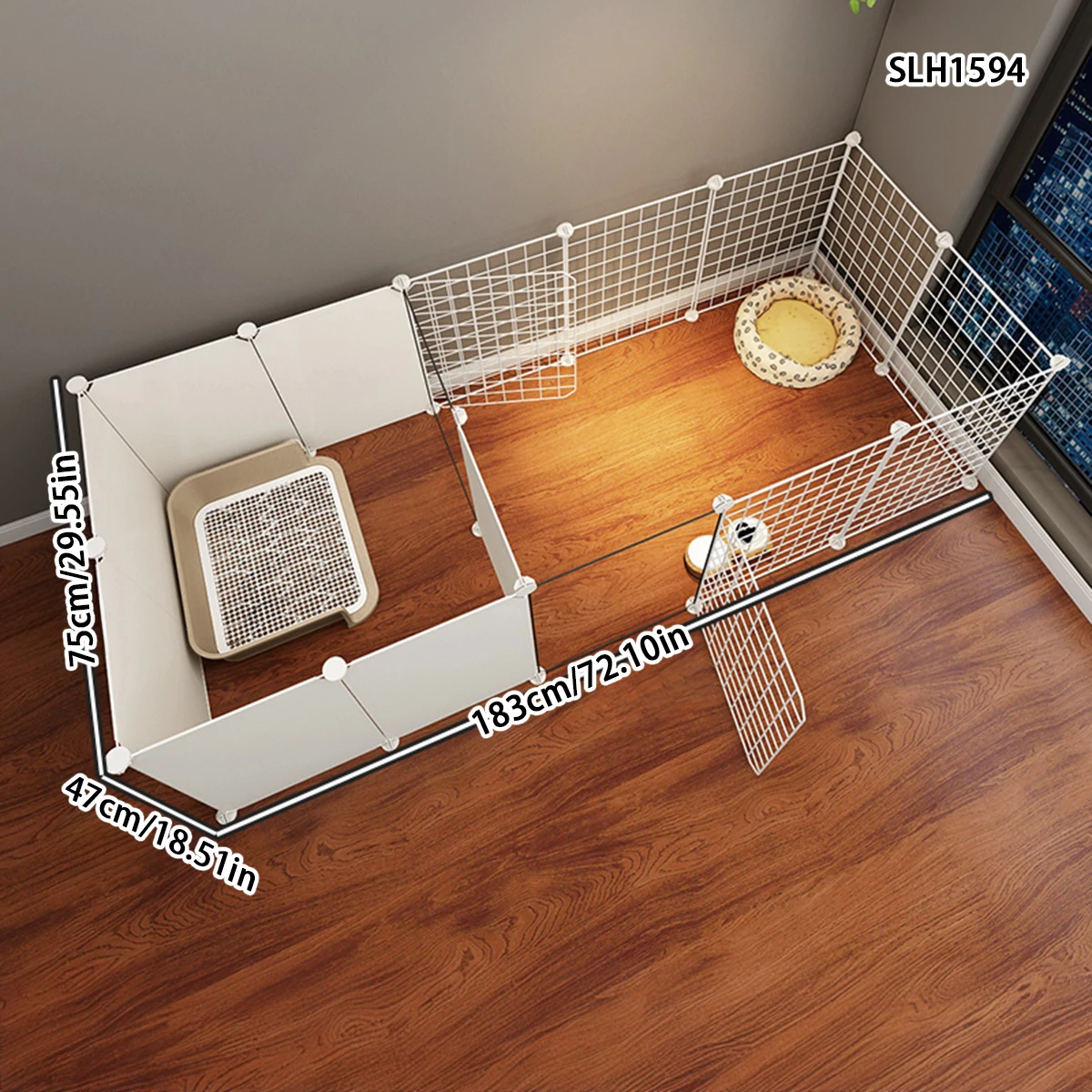 Teddy dog pet fence with toilet area Indoor home large space free to assemble Pomeranian dog fence wrought iron cage