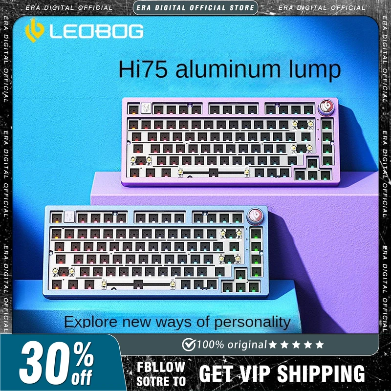 

LEOBOG Hi75 Sugar65 Mechanical Keyboard Kit Custom Aluminum Hot Swap Wired Gaming Keyboard RGB Gamer GASKET Keyboard with Knob