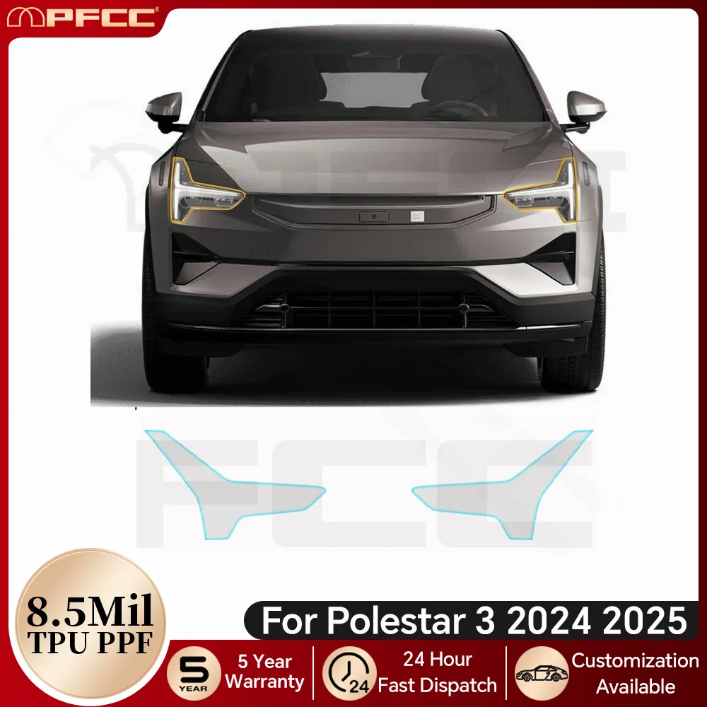 

For Polestar 3 2024 2025 Car Headlight Rearview B C Pillar TPU Paint Protection Film Anti-scratch Pre-cut PPF Clear Resistant