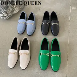 2022 New Autumn Flats Shoes Women Round Toe Female Ballet Brand Buckle British Style Loafer Casual Moccasin Big Size 35-41 Mujer