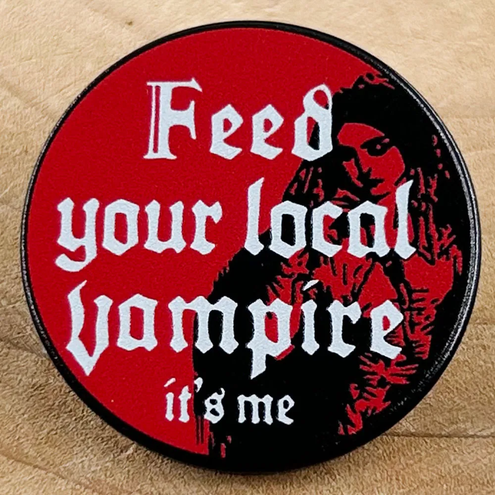 Feed Your Local Vampire It's Me Enamel Pin Gothic Dark Style Badge Perfect Gift Accessory For Halloween