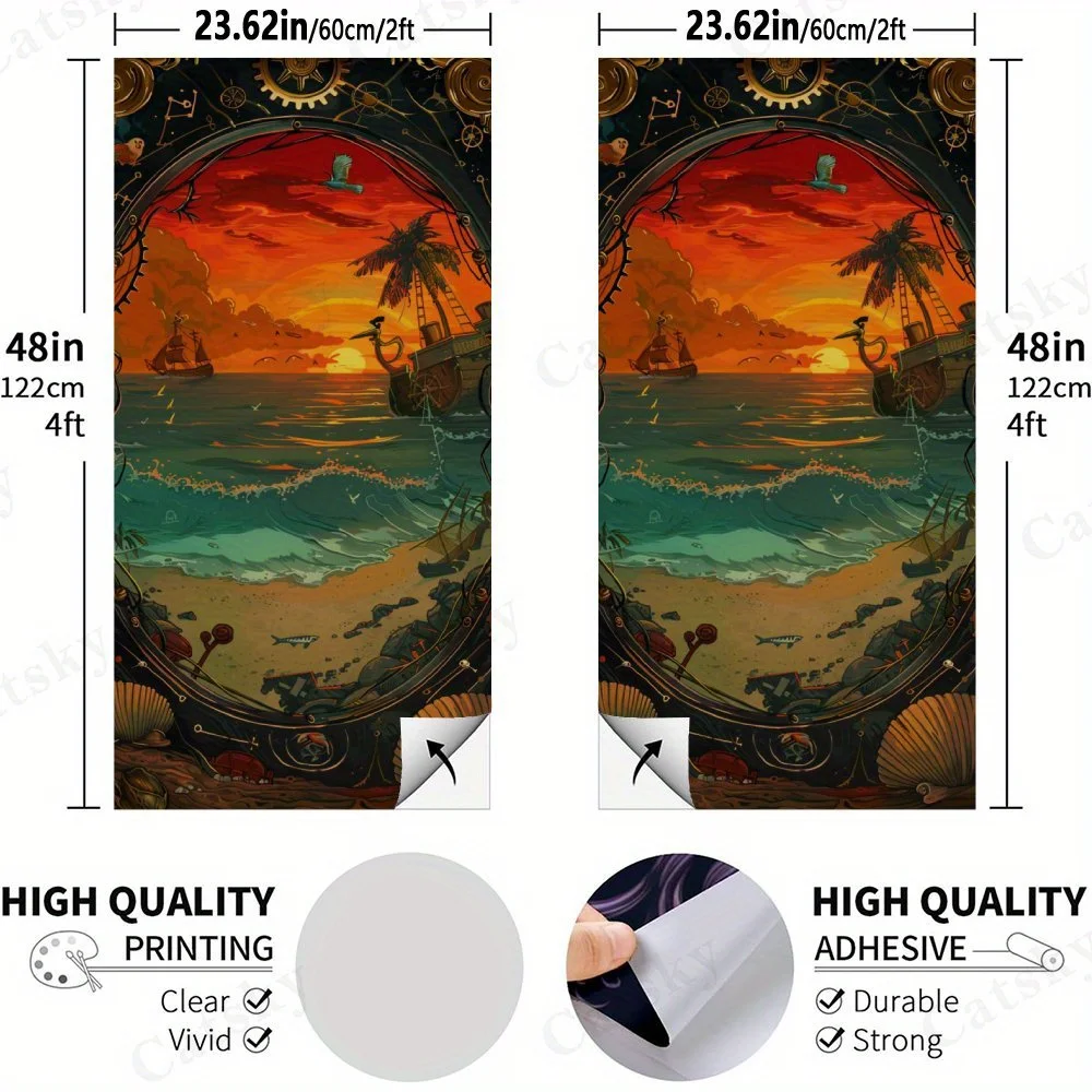 Sunset by the Sea Waterproof Cornhole Board Vinyl Wraps, PVC Outdoor Game Board Design, Perfect for Sports & Leisure Activities,
