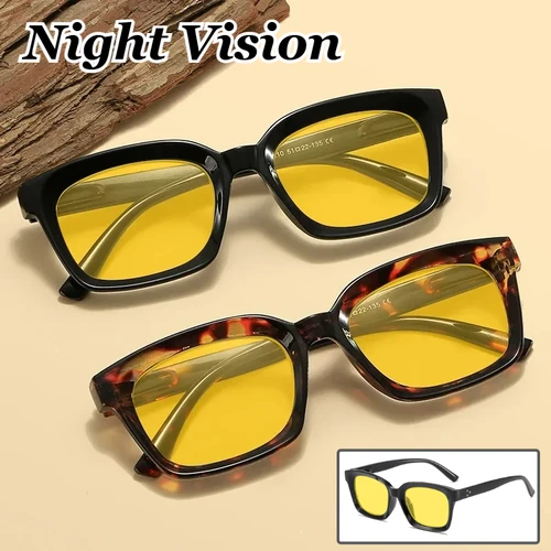 Nuevas gafas de visión nocturna antiluz azul con montura grande a la moda para hombres y mujeres, gafas de visión nocturna para conducir al aire libre a la moda
