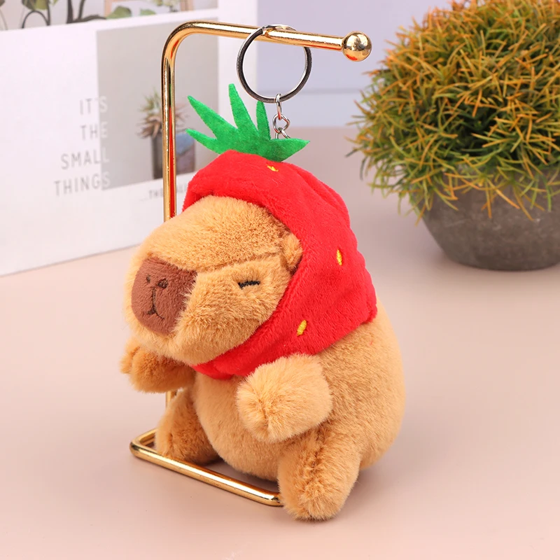 Cute Capybara Plush Toy Cartoon Kapybara Guinea Pig Pendant Soft Stuffed Doll Backpack Keychain Bag Car Key Ring Decora Kid Gift